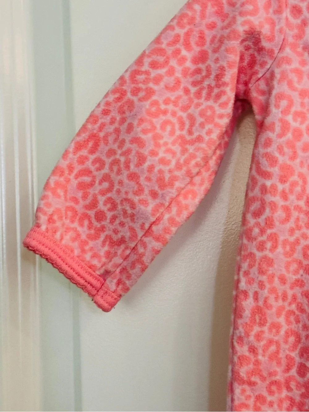 Carter's Pink Leopard Print Cat Face Footed Baby Long Fleece Sleeper 6 Mo